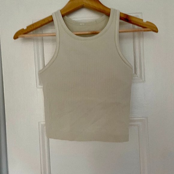 Lululemon Ebb to Street Cropped Racerback Tank Top - Size 4 off-white - Picture 1 of 1